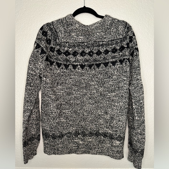 J. Crew Fair Isle Wool Blend Sweater Size Large Grey and Cream - Picture 3 of 7